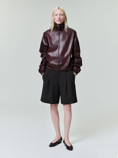 Womens Leather Track Jacket
