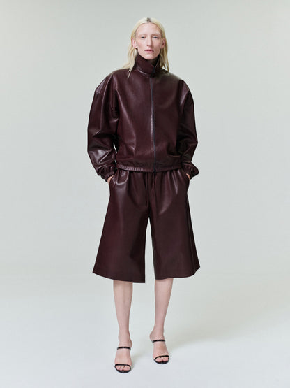 Womens Leather Drawstring Shorts