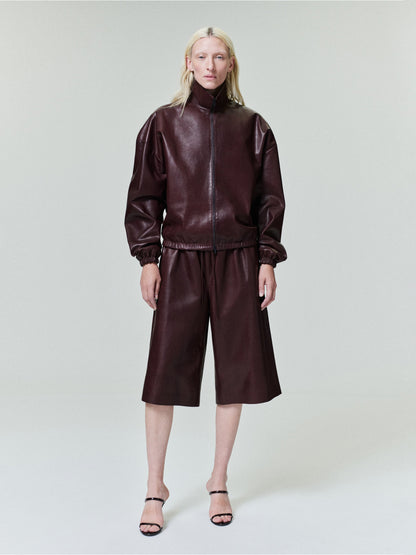 Womens Leather Drawstring Shorts