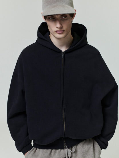 Embossed 90s Fit Fleece Zip-Up Hoodie