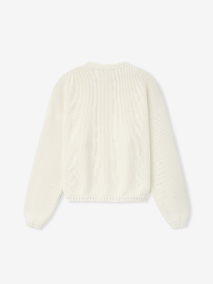 Double Knit Linen Wool Cotton Crewneck Sweater