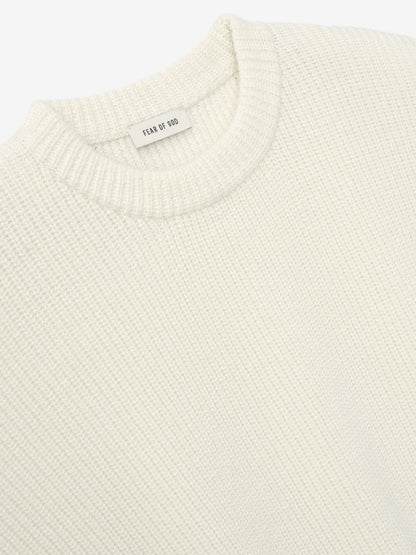 Double Knit Linen Wool Cotton Crewneck Sweater