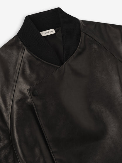 Leather Raglan Bomber Jacket