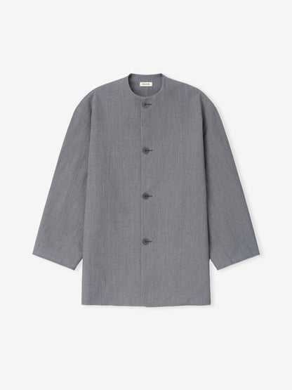 Wool Linen Collarless Sport Jacket