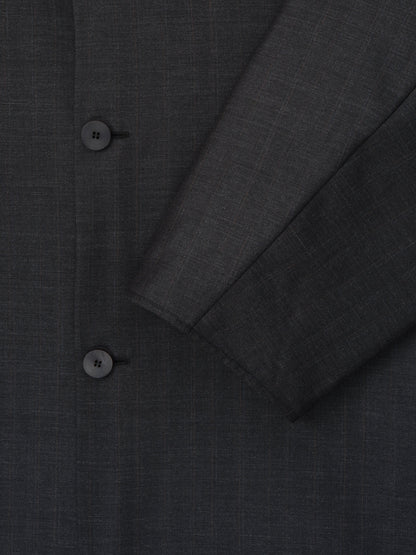 Grey Striped Wool Collarless Sport Jacket