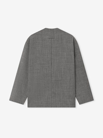 Mouline Wool Relaxed Lapelless Jacket
