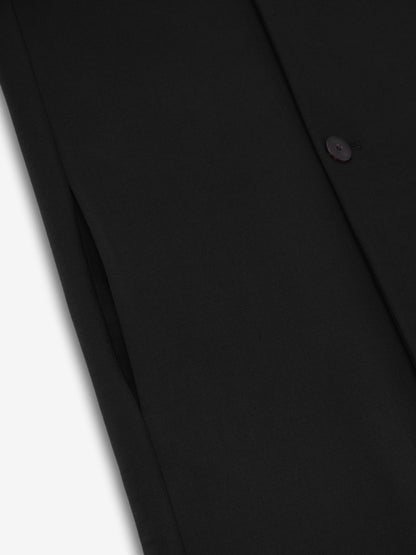 Double Weave Wool Double Breasted Lapelless Coat