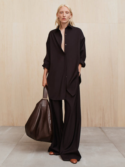 Womens Easy Care Wool Relaxed Shirt